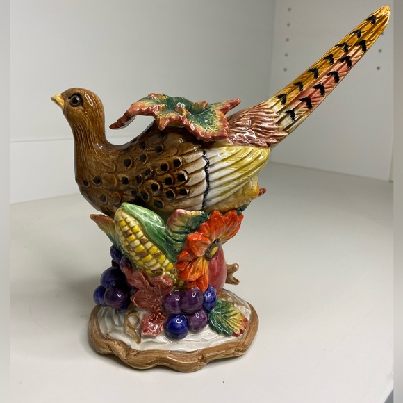 EUC Vtg Fitz & Floyd Autumn Bounty Pair of Figural Pheasant Candlesticks - Picture 12 of 16